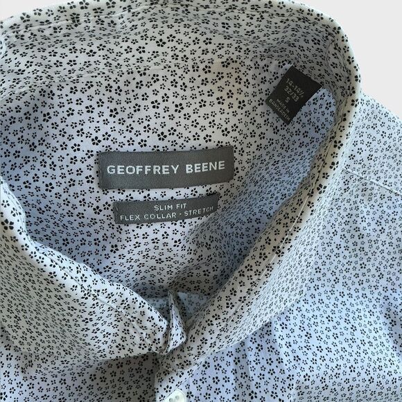 Geoffrey Beene Slim Fit Stretch Shirt Flex Collar Blue Micro Print Men’s Small - Picture 7 of 8